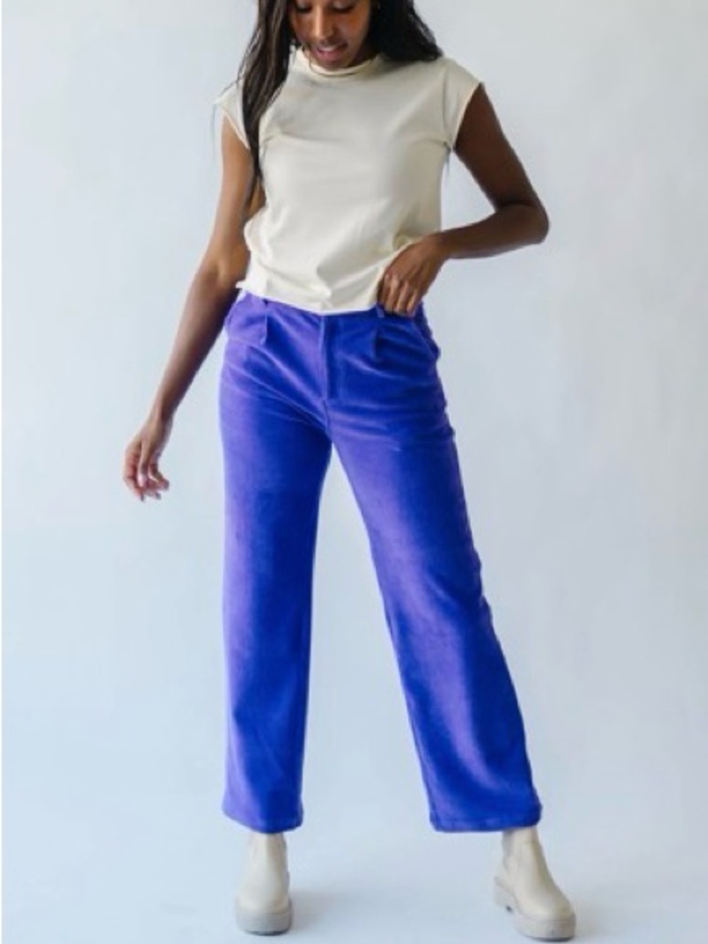 Classic Wide-Leg Women’s Pants in Deep Purple